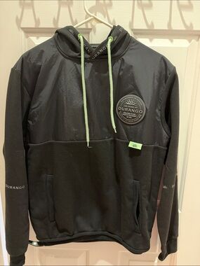 Durango Men’s Black Crewneck Hoodie with Lime Drawcords